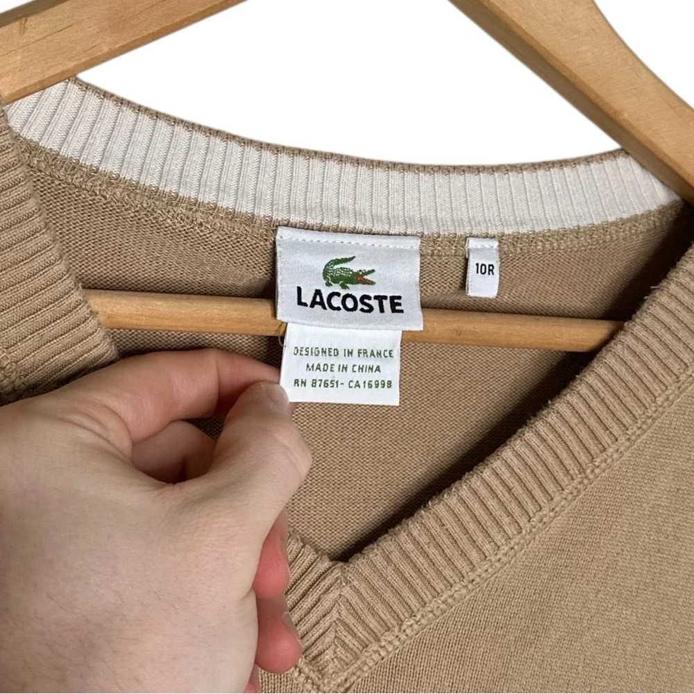 Lacoste Tan V-Neck Sweater - Picture 5 of 6